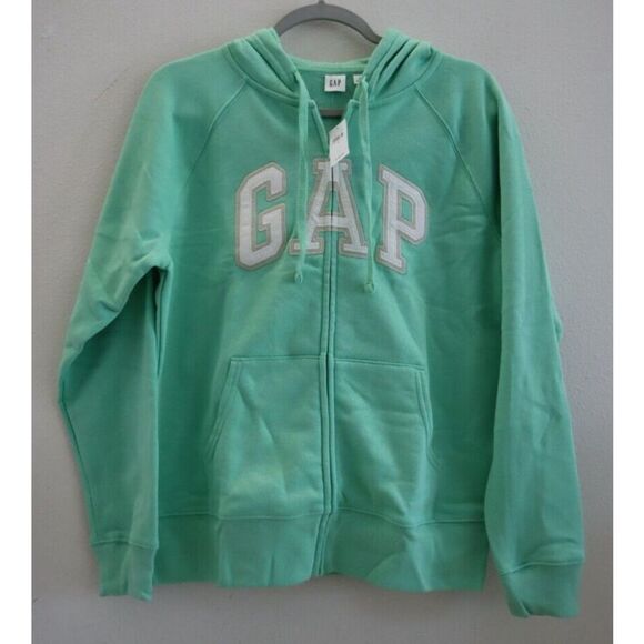 GAP 870256-16 Women’s Sz S Aloe Global Green Logo Full Zip Fleece Hoodie - Picture 1 of 7